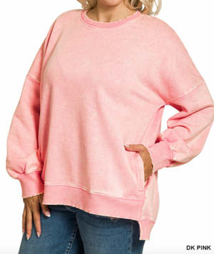 PLUS HI-LO SWEATSHIRT WITH POCKETS