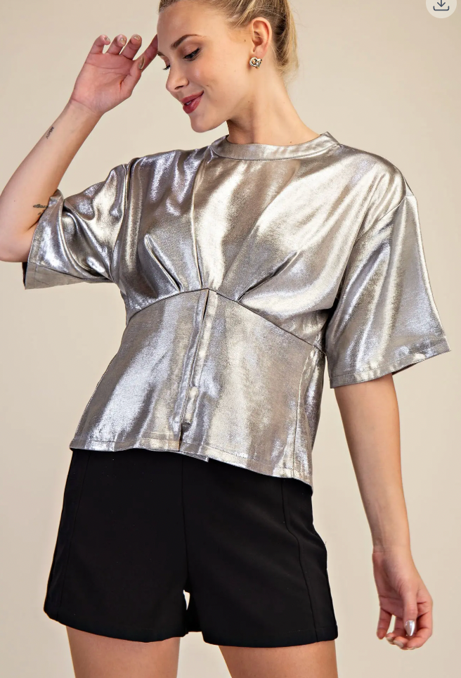 Short Sleeve Fitted Waist Glammor Top