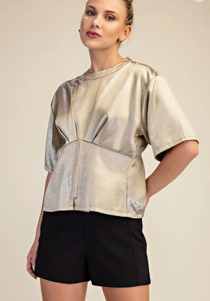 Short Sleeve Fitted Waist Glammor Top