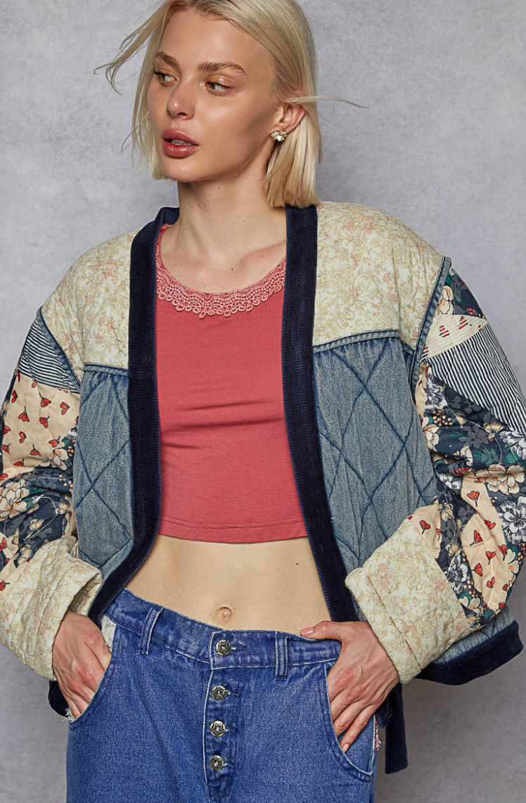 Cardigan With Quilting and Denim