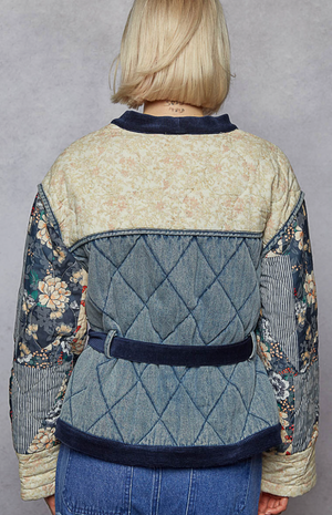 Cardigan With Quilting and Denim