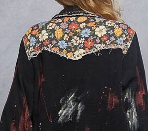 Shacket with Paint Splatter and Floral Print