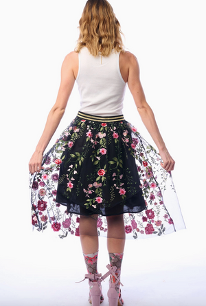 Dark Rose Embroidered Skirt 2025 CC