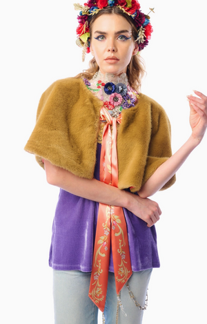 Grace Kelly Reversible Fur Cape: Camel/ One size 2025 CC