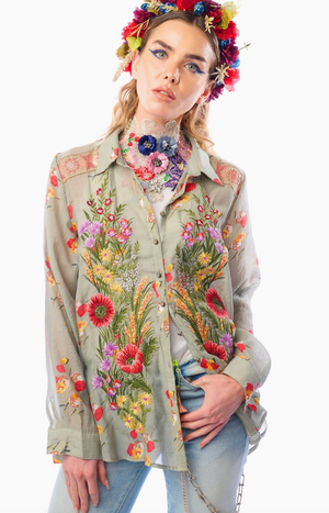 Mia Grace Embroidered floral shirt 2025 CC
