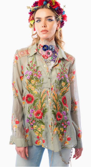 Mia Grace Embroidered floral shirt 2025 CC