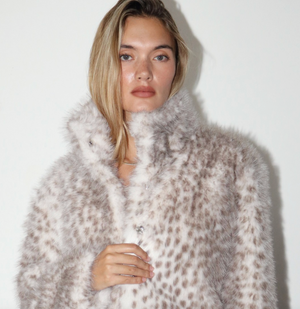 Spotted Faux Fur Jacket: Cream