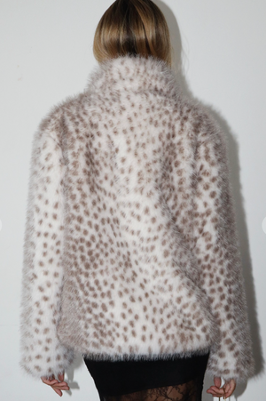 Spotted Faux Fur Jacket: Cream