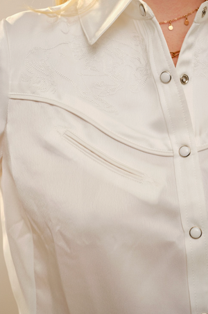 Satin Western Embroidered Snap Shirt