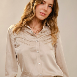 Satin Western Embroidered Snap Shirt