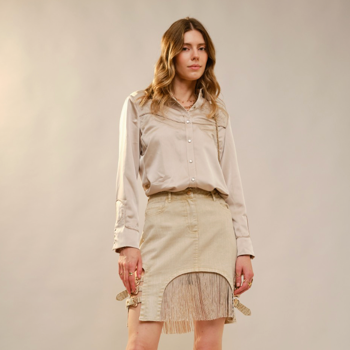 Satin Western Embroidered Snap Shirt