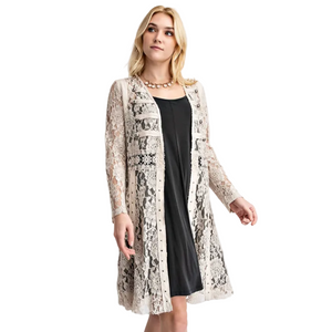 KNIT LACE OPEN FRONT DUSTER