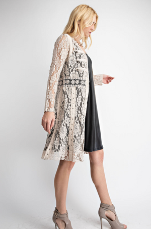 KNIT LACE OPEN FRONT DUSTER