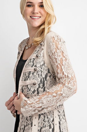 KNIT LACE OPEN FRONT DUSTER