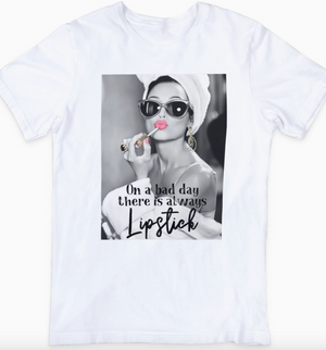 ON A BED DAY THERE IS ALWAYS LIPSTICK TSHIRT
