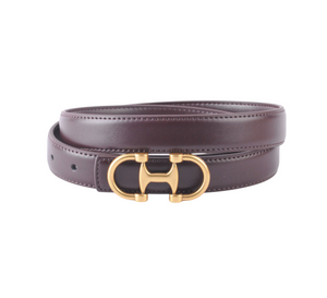 Stitched Clean Leather Belt with Horsebit Buckle