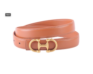 Stitched Clean Leather Belt with Horsebit Buckle