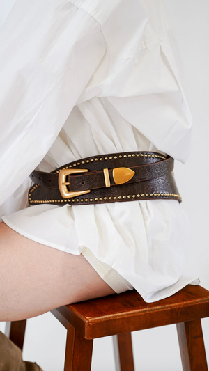 Avant Garde Wide Studded Western Belt