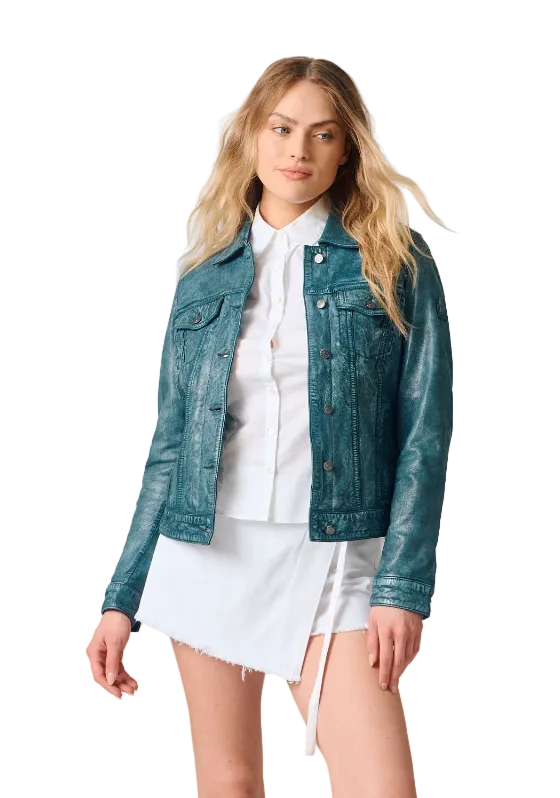 Jessie Lamb Skin Jacket, Denim Blue