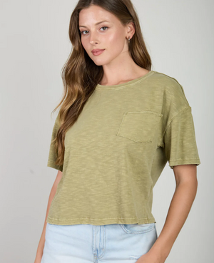 RAW EDGE EXPOSED SEAM SHORT SLEEVE BURNOUT KNIT CROP TOP