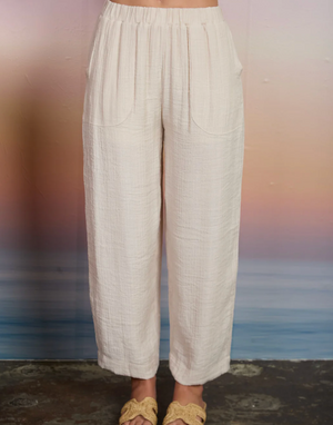 TEXTURED HIGH ELASTIC WAIST LOUNGE PANTS