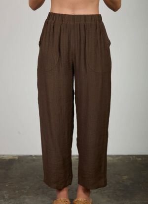 TEXTURED HIGH ELASTIC WAIST LOUNGE PANTS