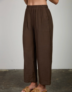 TEXTURED HIGH ELASTIC WAIST LOUNGE PANTS