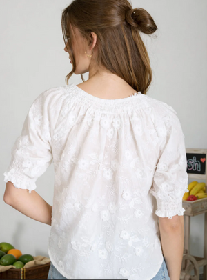 EMBROIDERED 3D FLORAL OFF THE SHOULDER BLOUSE