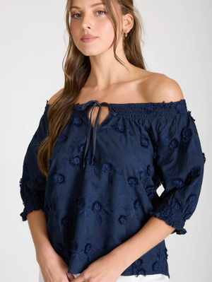 EMBROIDERED 3D FLORAL OFF THE SHOULDER BLOUSE