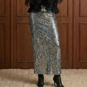 All-Over Sequin Maxi Column Skirt
