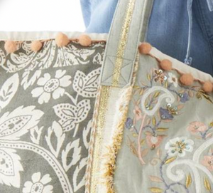 Pastel Paisley Tote: Green/Blue