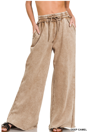 PALAZZO SWEATPANTS: DEEP CAMEL