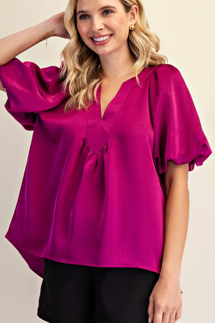 V-Neck Puff Sleeve Top
