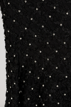Full Length Lace and Crystal Skirt: Black