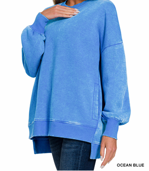 HI-LO SWEATSHIRT WITH POCKETS