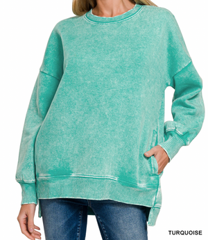 HI-LO SWEATSHIRT WITH POCKETS