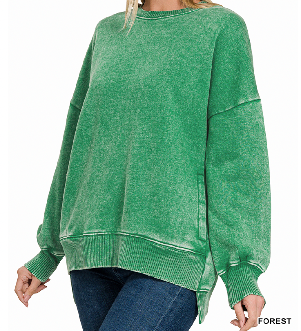 HI-LO SWEATSHIRT WITH POCKETS