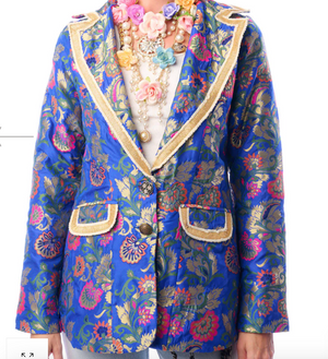 Renaissance Silk Jacquard Blazer: Blue 2025 CC