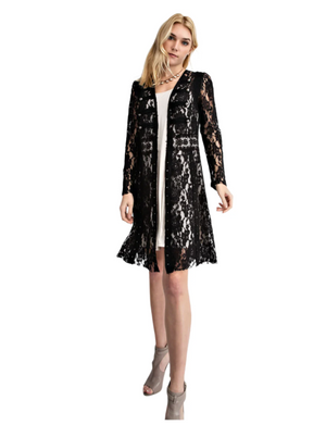 KNIT LACE OPEN FRONT DUSTER