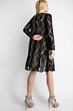 KNIT LACE OPEN FRONT DUSTER