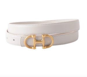 Stitched Clean Leather Belt with Horsebit Buckle