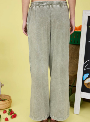 WASHED WIDE LEG DRAWSTRING LOUNGE PANTS