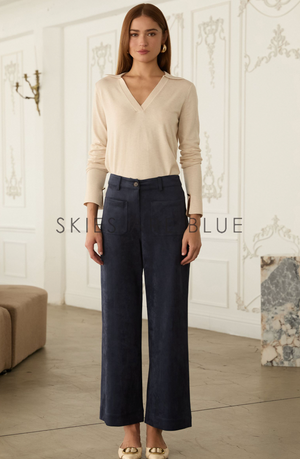 Faux Suede Wide Leg Pant