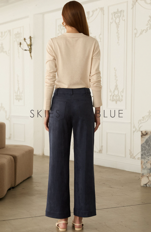 Faux Suede Wide Leg Pant