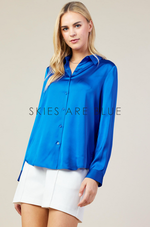 Recycled Satin Classic Buttondown Blouse