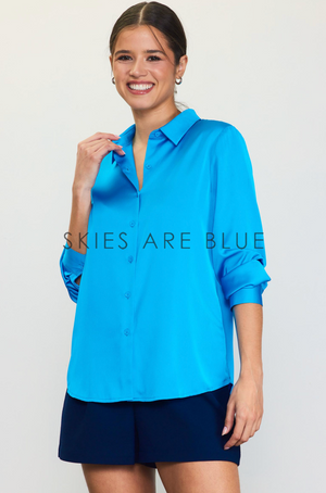 Recycled Satin Classic Buttondown Blouse