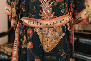 Heart of Gold Opera Duster Kimono Robe w/ Sacred Heart