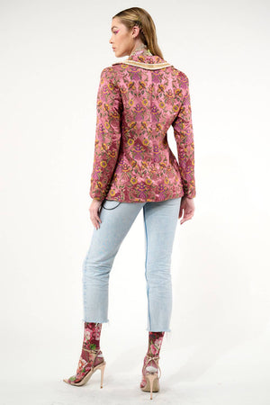 Renaissance Silk Jacquard Blazer: Pinkish Mauve