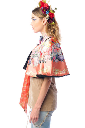 Grace Kelly Reversible Fur Cape: Black / One size