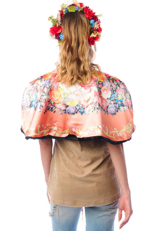 Grace Kelly Reversible Fur Cape: Black / One size